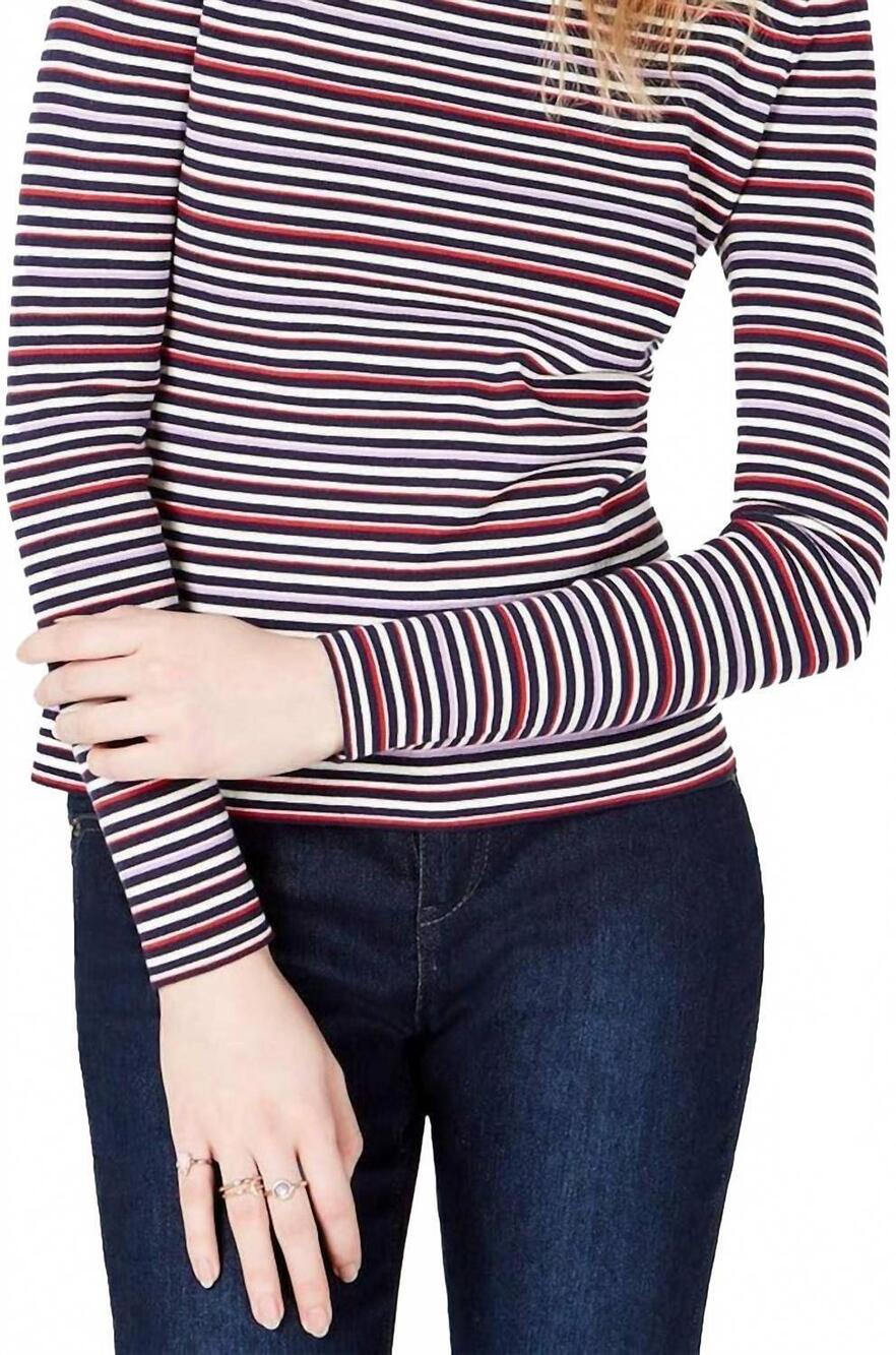 NEW MAISON JULES striped crew neck sweater in blue notte combo